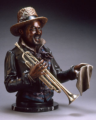 A. Matthews Trumpet Player bronze