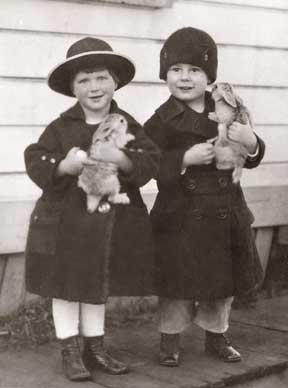 kids with pet rabbits